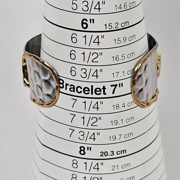 Tricolor Gold Silver Copper Plated Metal Cuff Bracelet Honeycomb‎ Braided Wide - Picture 7 of 10